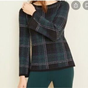 Ann Taylor Plaid Knit Sweater M